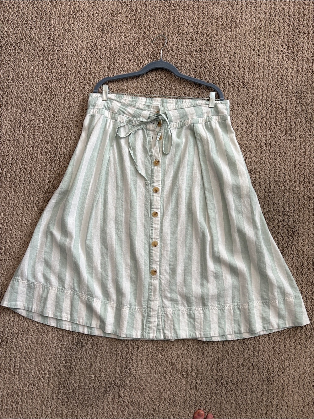 a new day Mint and White Striped A-Line Button-Front Skirt with Pockets